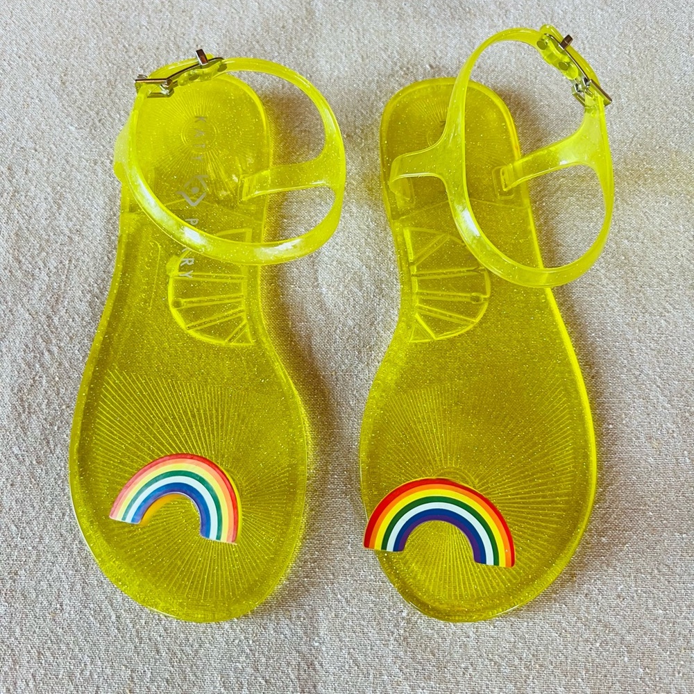 Katy Perry Collections Yellow Jelly Toe-Ring Sandal with Rainbow Detail - Picture 2 of 11